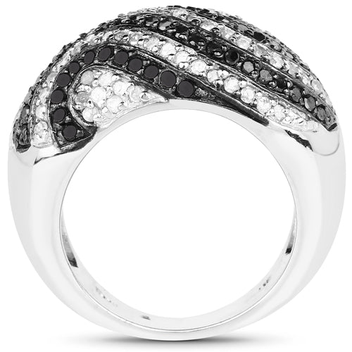 1.26 Carat Genuine Black Diamond and White Diamond .925 Sterling Silver Ring by Bids.com