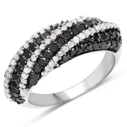 1.25 Carat Genuine Black Diamond &amp; White Diamond .925 Sterling Silver Ring by Bids.com