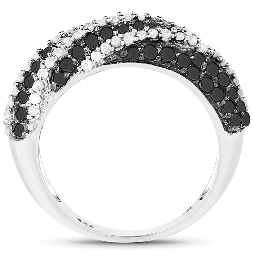 1.25 Carat Genuine Black Diamond &amp; White Diamond .925 Sterling Silver Ring by Bids.com
