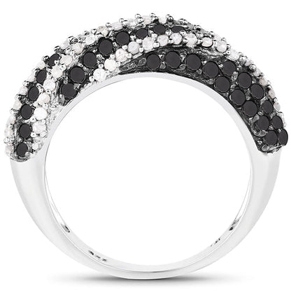 1.25 Carat Genuine Black Diamond &amp; White Diamond .925 Sterling Silver Ring by Bids.com