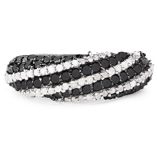 1.25 Carat Genuine Black Diamond &amp; White Diamond .925 Sterling Silver Ring by Bids.com
