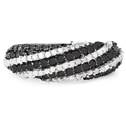 1.25 Carat Genuine Black Diamond &amp; White Diamond .925 Sterling Silver Ring by Bids.com