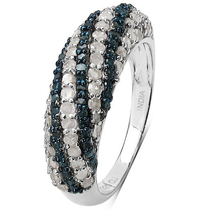 1.25 Carat Genuine Blue Diamond and White Diamond .925 Sterling Silver Ring by Bids.com