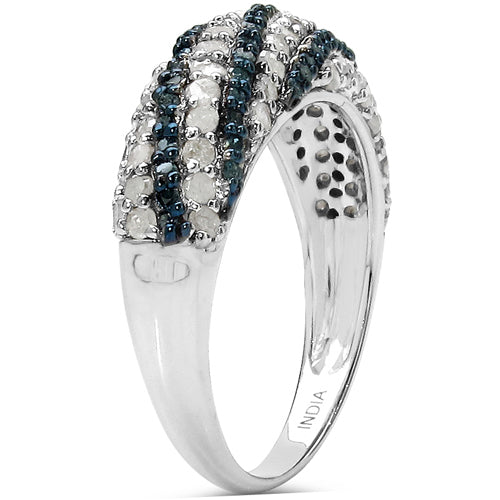 1.25 Carat Genuine Blue Diamond and White Diamond .925 Sterling Silver Ring by Bids.com