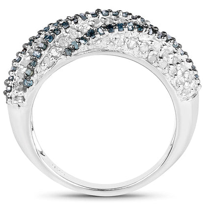 1.25 Carat Genuine Blue Diamond &amp; White Diamond .925 Sterling Silver Ring by Bids.com
