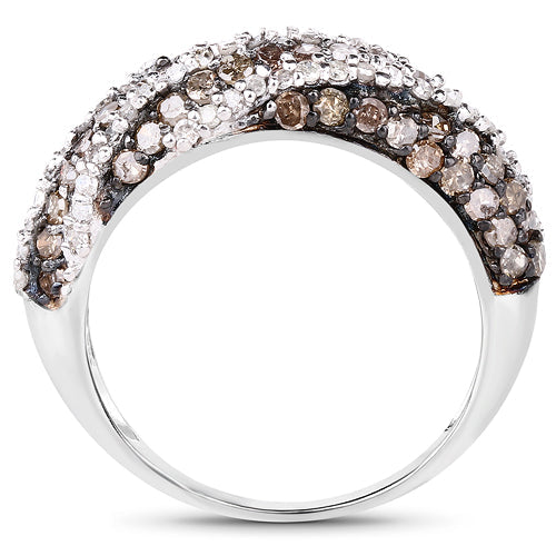 1.25 Carat Genuine Champagne Diamond &amp; White Diamond .925 Sterling Silver Ring by Bids.com