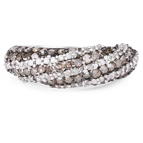 1.25 Carat Genuine Champagne Diamond &amp; White Diamond .925 Sterling Silver Ring by Bids.com