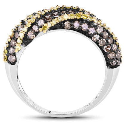 1.25 Carat Genuine Champagne Diamond and Yellow Diamond .925 Sterling Silver Ring by Bids.com