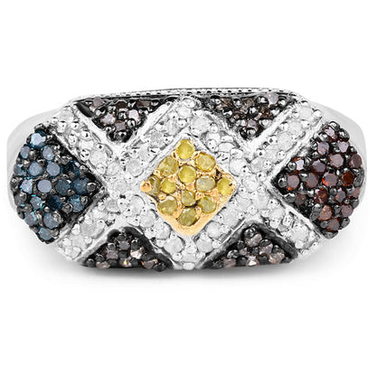 0.61 Carat Genuine Multi Diamond .925 Sterling Silver Ring by Bids.com