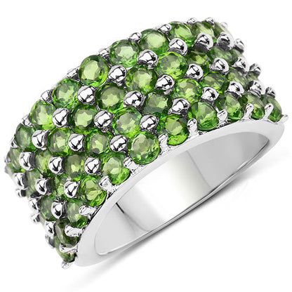 3.08 Carat Genuine Chrome Diopside .925 Sterling Silver Ring  DestGlow