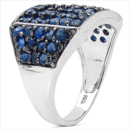 2.86 Carat Genuine Blue Sapphire .925 Sterling Silver Ring by Bids.com