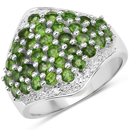 2.41 Carat Genuine Chrome Diopside and White Topaz .925 Sterling Silver Ring by Bids.com