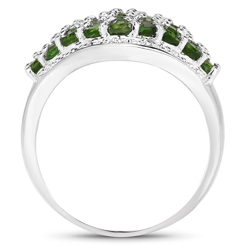 2.41 Carat Genuine Chrome Diopside and White Topaz .925 Sterling Silver Ring by Bids.com