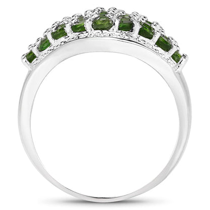 2.41 Carat Genuine Chrome Diopside and White Topaz .925 Sterling Silver Ring by Bids.com
