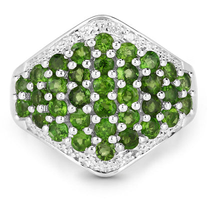 2.41 Carat Genuine Chrome Diopside and White Topaz .925 Sterling Silver Ring by Bids.com