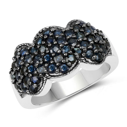 2.35 Carat Genuine Blue Sapphire .925 Sterling Silver Ring  DestGlow
