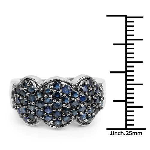 2.35 Carat Genuine Blue Sapphire .925 Sterling Silver Ring  DestGlow