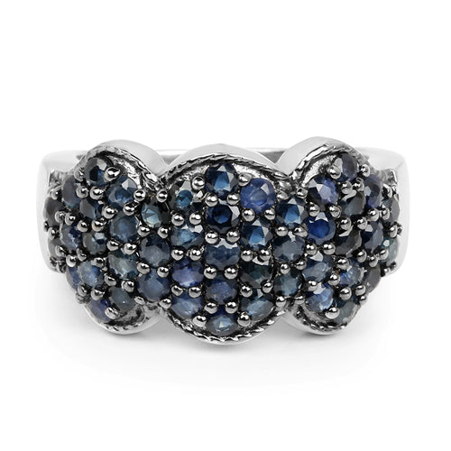 2.35 Carat Genuine Blue Sapphire .925 Sterling Silver Ring  DestGlow