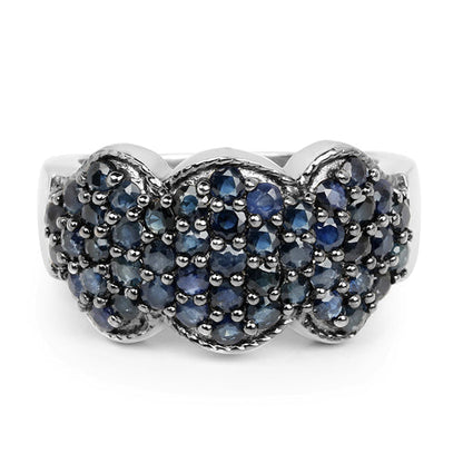2.35 Carat Genuine Blue Sapphire .925 Sterling Silver Ring  DestGlow
