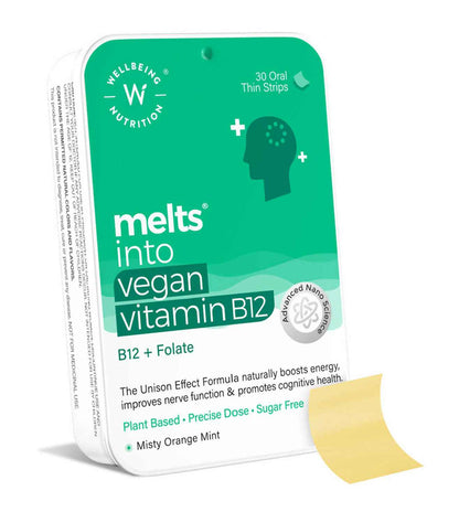 Wellbeing Nutrition Melts Vegan Vitamin B12 Thin Strips-Misty Orange Mint Flavor