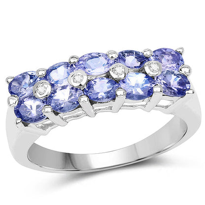 1.76 Carat Genuine Tanzanite and White Sapphire .925 Sterling Silver Ring by Bids.com