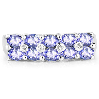1.76 Carat Genuine Tanzanite and White Sapphire .925 Sterling Silver Ring by Bids.com