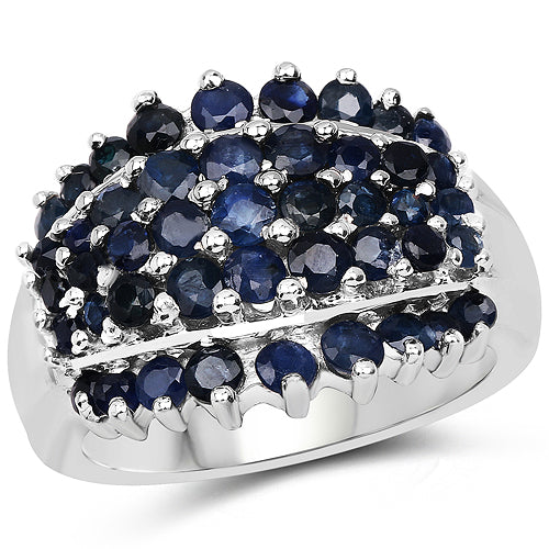 2.70 Carat Genuine Blue Sapphire .925 Sterling Silver Ring by Bids.com