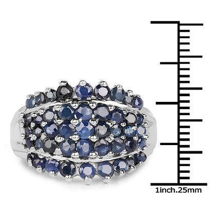 2.70 Carat Genuine Blue Sapphire .925 Sterling Silver Ring by Bids.com