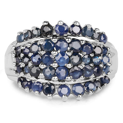 2.70 Carat Genuine Blue Sapphire .925 Sterling Silver Ring by Bids.com