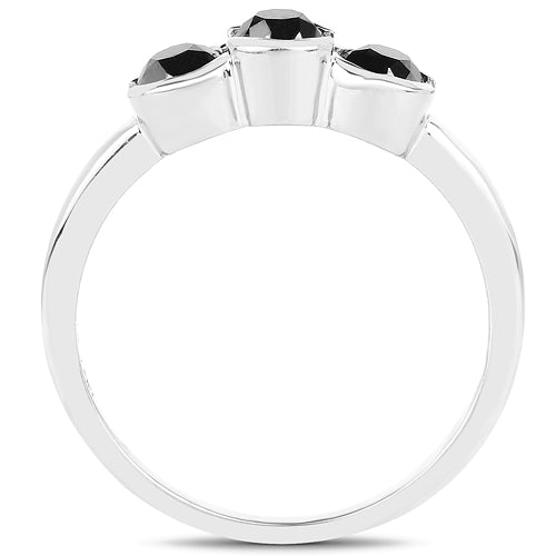 1.16 Carat Genuine Black Diamond .925 Sterling Silver Ring  DestGlow