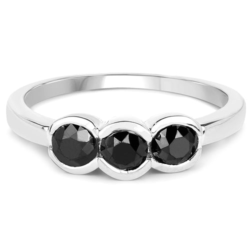 1.16 Carat Genuine Black Diamond .925 Sterling Silver Ring  DestGlow