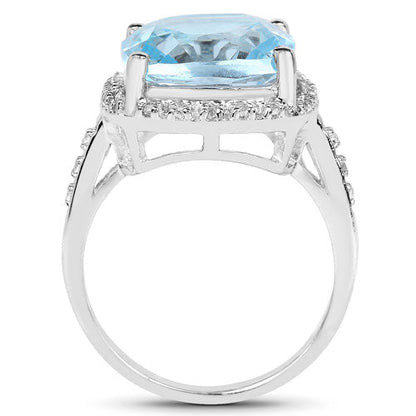 7.18 Carat Genuine Blue Topaz and White Topaz .925 Sterling Silver Ring by Bids.com