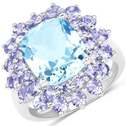 11.22 Carat Genuine Blue Topaz and Tanzanite .925 Sterling Silver Ring by Bids.com