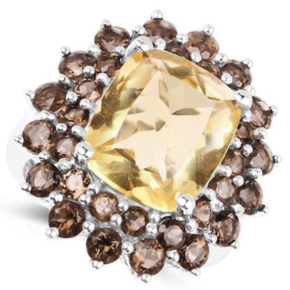 8.95 Carat Genuine Citrine and Smoky Quartz .925 Sterling Silver Ring by Bids.com