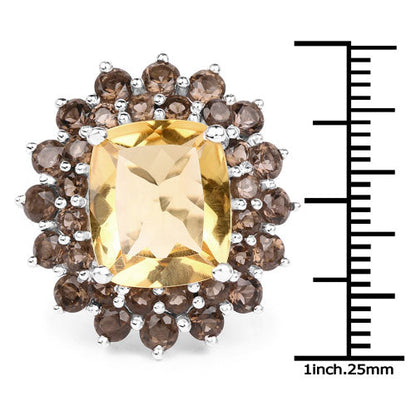 8.95 Carat Genuine Citrine and Smoky Quartz .925 Sterling Silver Ring by Bids.com