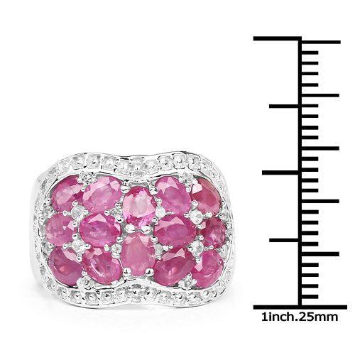 3.04 Carat Genuine Ruby &amp; White Topaz .925 Sterling Silver Ring by Bids.com