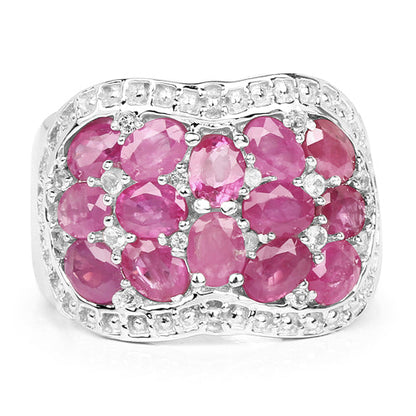 3.04 Carat Genuine Ruby &amp; White Topaz .925 Sterling Silver Ring by Bids.com