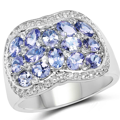 2.62 Carat Genuine Tanzanite and White Topaz .925 Sterling Silver Ring by Bids.com