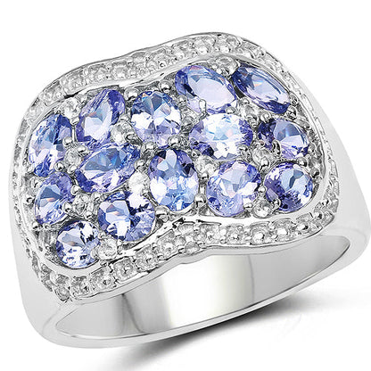 2.62 Carat Genuine Tanzanite and White Topaz .925 Sterling Silver Ring by Bids.com