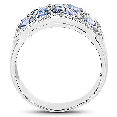 2.62 Carat Genuine Tanzanite and White Topaz .925 Sterling Silver Ring by Bids.com