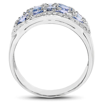 2.62 Carat Genuine Tanzanite and White Topaz .925 Sterling Silver Ring by Bids.com