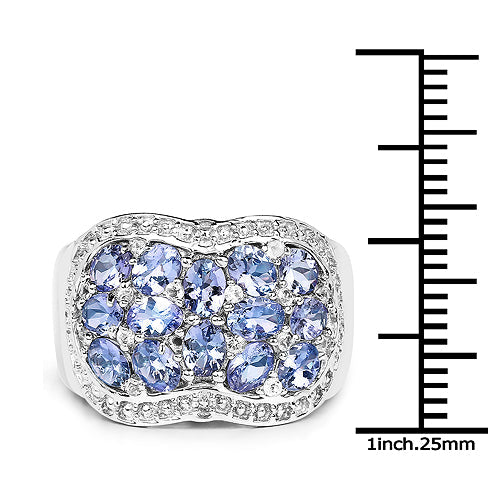2.62 Carat Genuine Tanzanite and White Topaz .925 Sterling Silver Ring by Bids.com