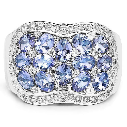 2.62 Carat Genuine Tanzanite and White Topaz .925 Sterling Silver Ring by Bids.com