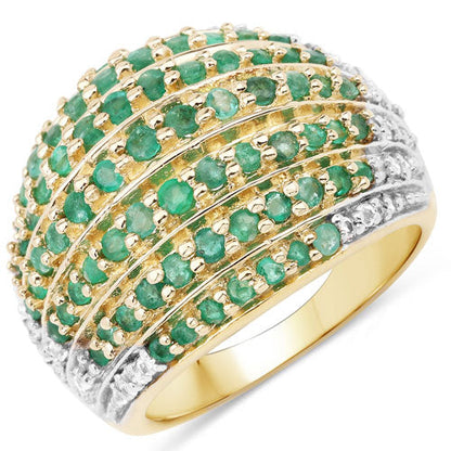 2.16 Carat Genuine Emerald and White Topaz .925 Sterling Silver Ring by Bids.com