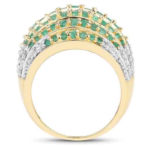 2.16 Carat Genuine Emerald and White Topaz .925 Sterling Silver Ring by Bids.com