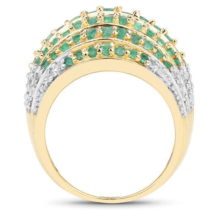 2.16 Carat Genuine Emerald and White Topaz .925 Sterling Silver Ring by Bids.com
