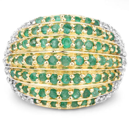 2.16 Carat Genuine Emerald and White Topaz .925 Sterling Silver Ring by Bids.com