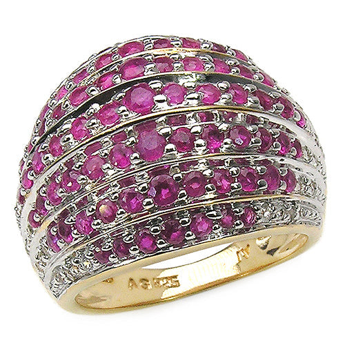 14K Yellow Gold Plated 2.94 Carat Genuine Ruby &amp; White Topaz .925 Sterling Silver Ring by Bids.com