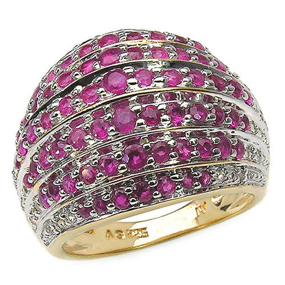 14K Yellow Gold Plated 2.94 Carat Genuine Ruby &amp; White Topaz .925 Sterling Silver Ring by Bids.com