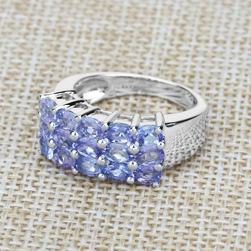 2.55 Carat Genuine Tanzanite .925 Sterling Silver Ring by Bids.com